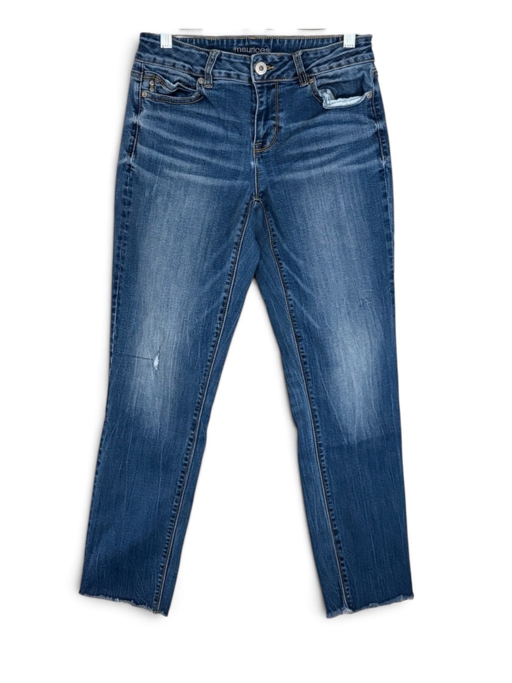 Maurices Blue Slim Straight Raw Hem Jeans